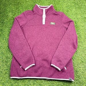 L.L.Bean Women’s Snap Fleece Pullover Large L Purple Heather Knit Quarter Snap